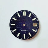 Premium 28.5MM Blue Sands Starry Dial for NH35/4R36 Natural Stone Star Dial DATE Luminous Gold silver marker