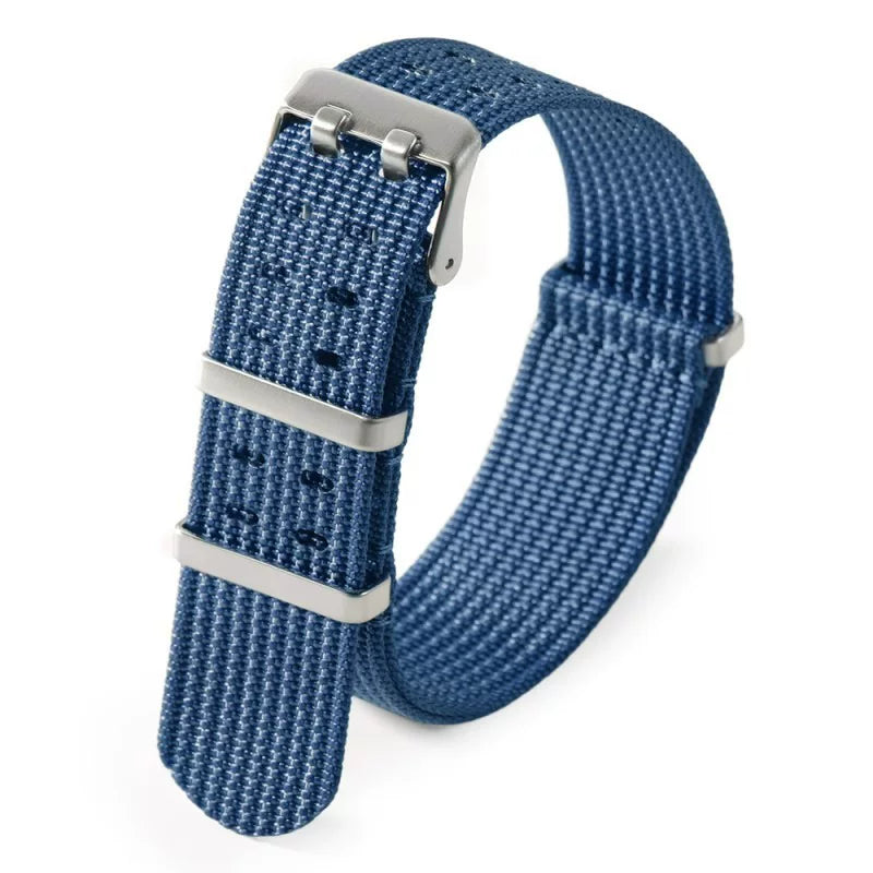 NATO nylon strap One through double row holes breathable woven watch strap 20mm 22mm black blue grey green fxd 285mm
