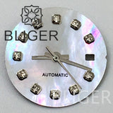 20.5Mm women's Dial sunburst MOP diamond silver nail sterile with hands for NH05 movement