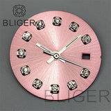 20.5Mm women's Dial sunburst MOP diamond silver nail sterile with hands for NH05 movement