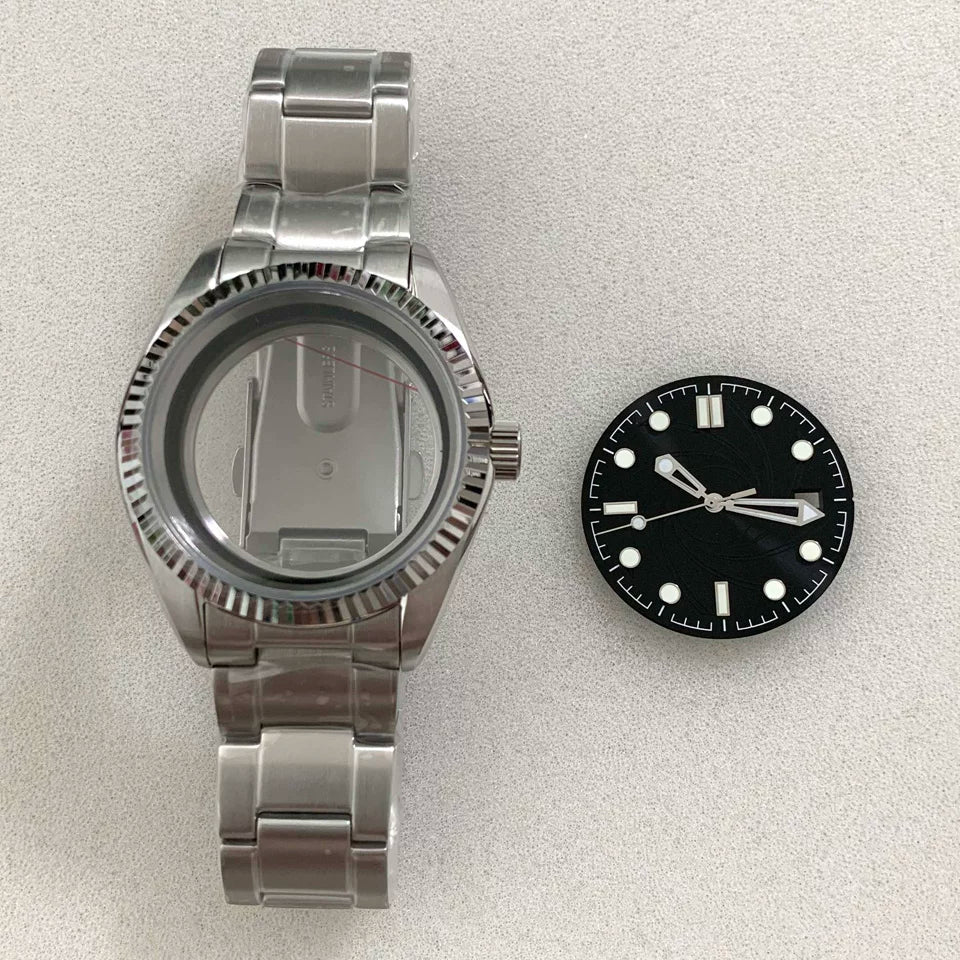 38MM AirKing / explorer watch case 316L stainless steel case sapphire for NH35 NH34 NH36 Nh38 etc movement