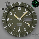 42MM Silver / black Pilot case  retro strap with 34.3mm dial pin for NH35 NH36 watch accessories