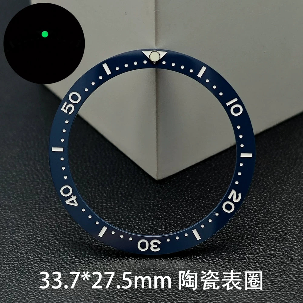 SKX13 Bezel incert Watch accessories 33.7 * 27.5MM high-quality flat-bottomed ceramic ring Digital scale ring Ceramic ring