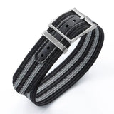 Nato nylon strap with leather sticker For Sub FXD etc Seiko Mods 20/22mm Silver Buckle