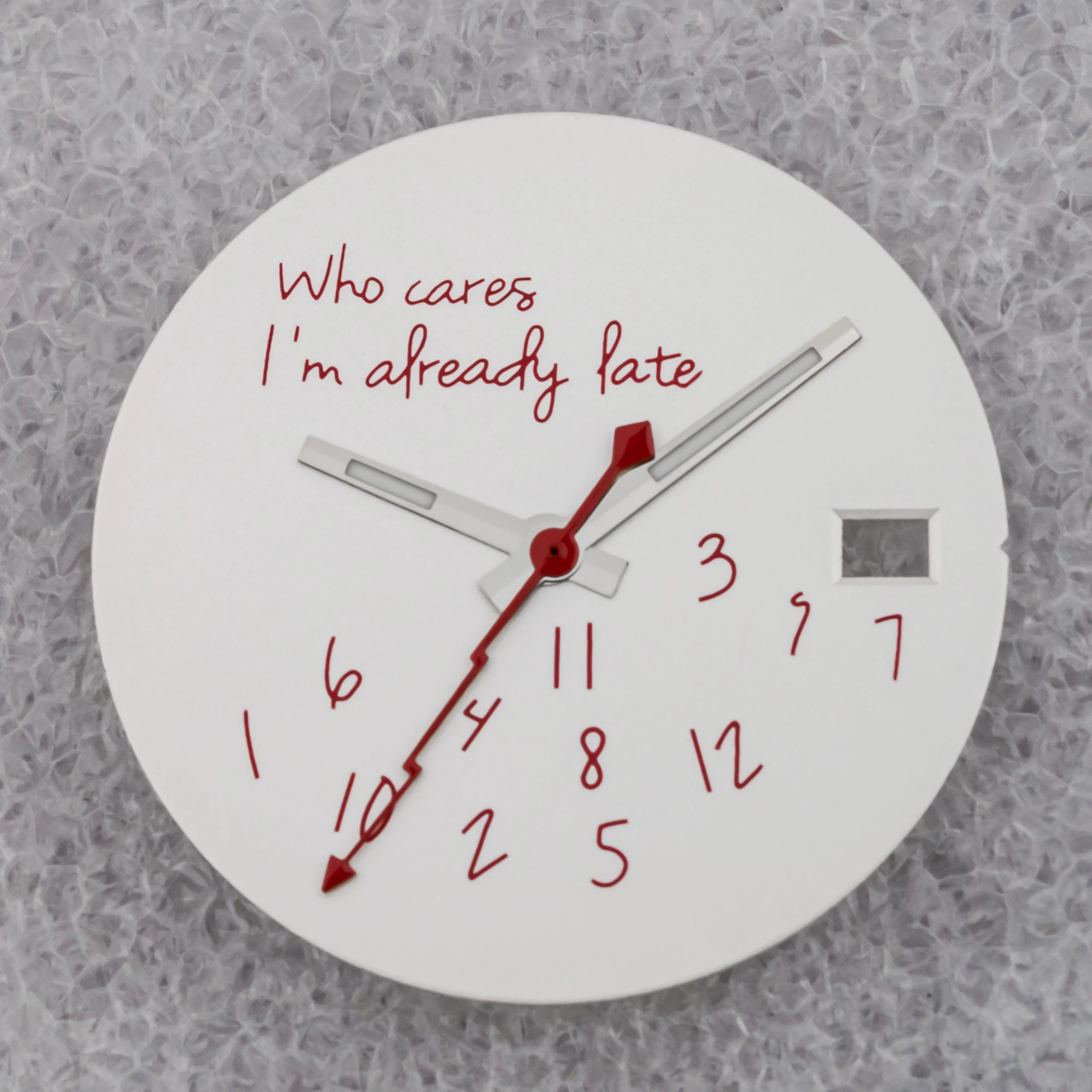 NO Date Window Dial Who Cares I'm Already Late for NH35 movement 28.5mm Green Lume Hands