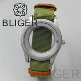 42MM Silver / black Pilot case  retro strap with 34.3mm dial pin for NH35 NH36 watch accessories
