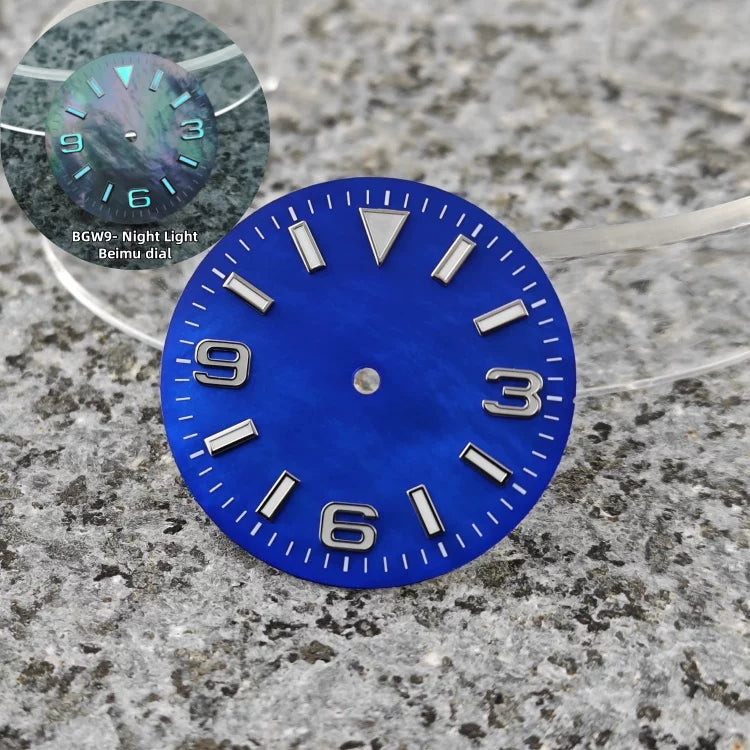28.5mm MOP Dial For NH35 369 Perpetual Mechanical Watch BGW9 Luminous watch face