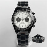 39Mm VK64 Datona Watch 2 eyes Black PVD Chronograph Quartz 5-pin green luminous sapphire 5ATM