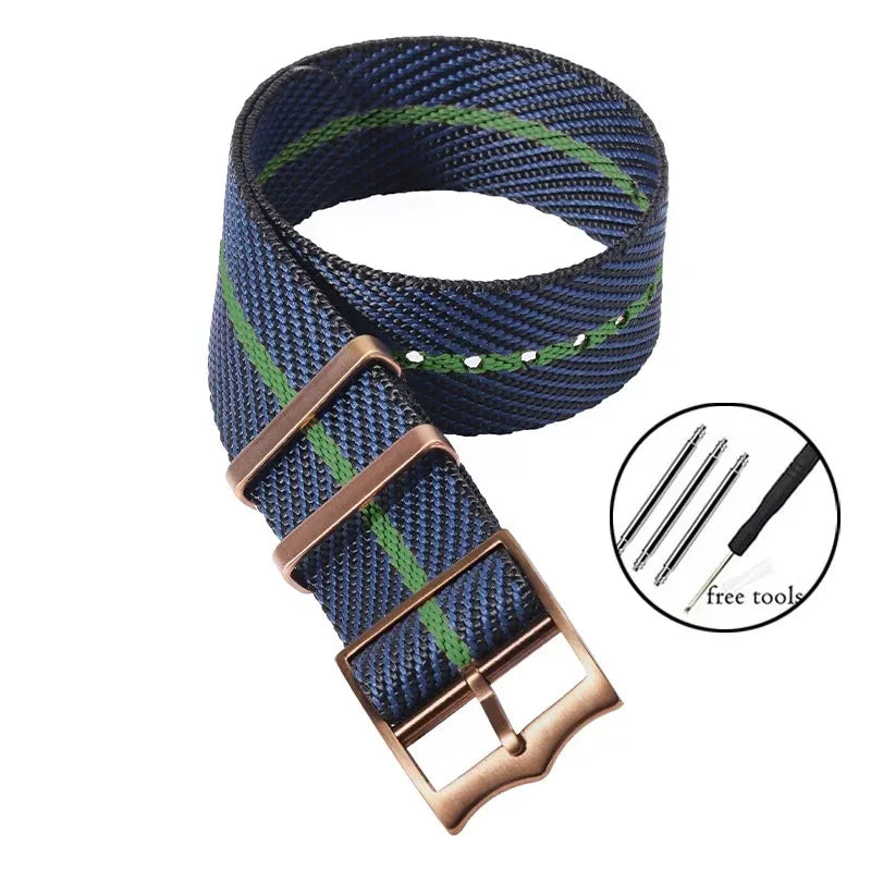 NATO Canvas Nylon Strap 20/22mm  PVD Bronze Color Buckle For Pilot Diver