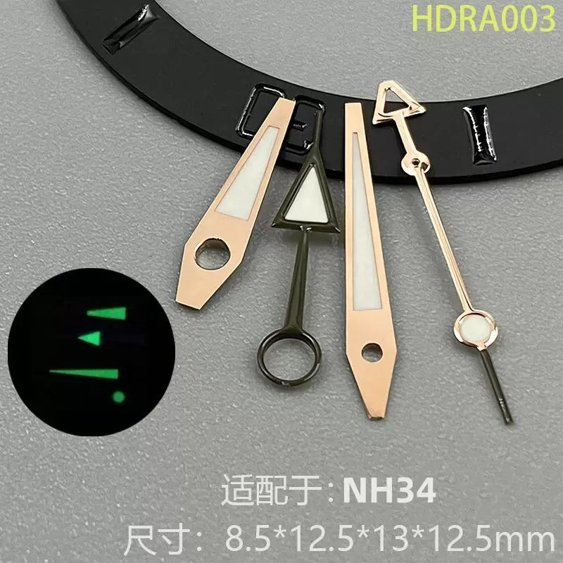 NH34 GMT Hands For TMI NH34 movement four-pin green luminous
