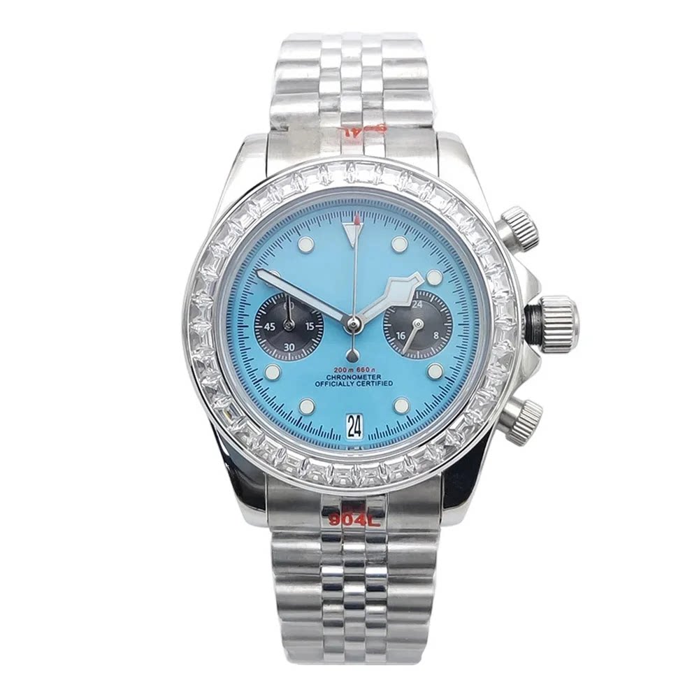 39mm VK64 Chronograph watches Stainless Steel Quartz Two Eyes black bay Chrono mod Business Sapphire