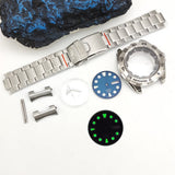44MM Monster Case Set for NH35 Movement Stainless Steel Strap Luminous Sapphire Transparent Back Cover 10ATM