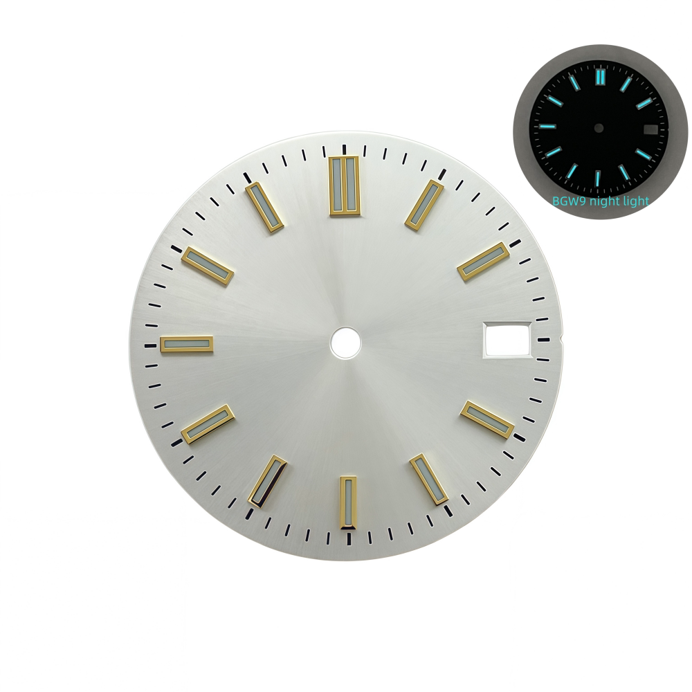 28.5mm NH35 Dial Log Marker Sunburst Surface BGW9 Luminous Dial blue