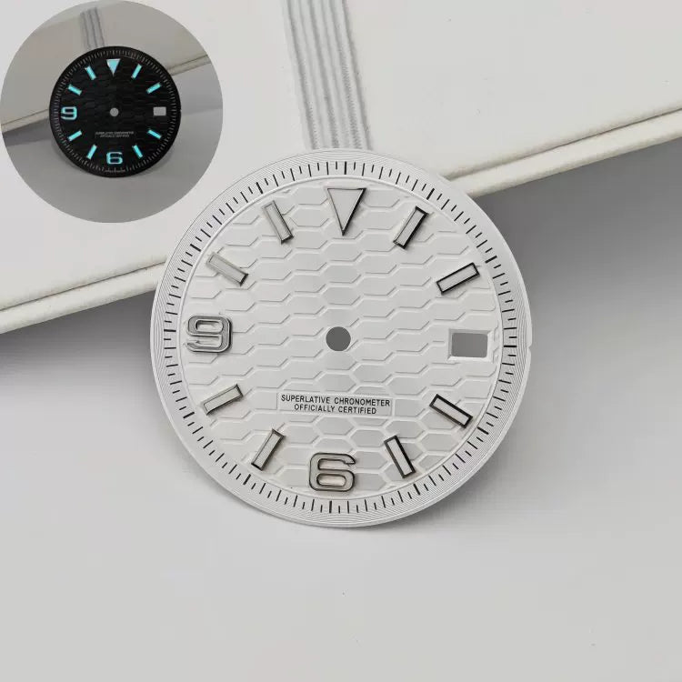 31mm / 29mm Land-Dweller Dial honey comb texture for Nh35 movement green luminous with hands