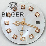 20.5Mm women's Dial sunburst MOP diamond silver nail sterile with hands for NH05 movement