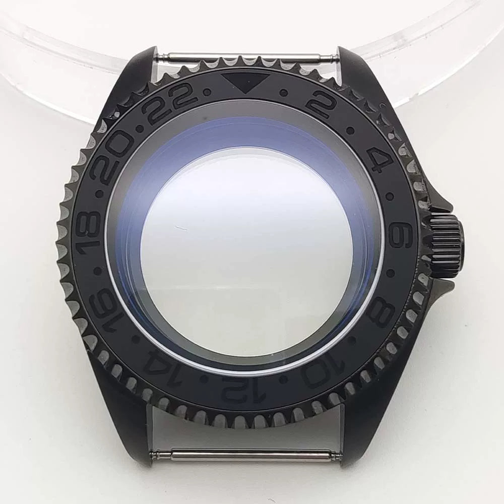 42MM Pvd Black Submariner Watch case Diver Mod Accessary Double Domed sapphire for NH35 34 36 38 etc 10Bar