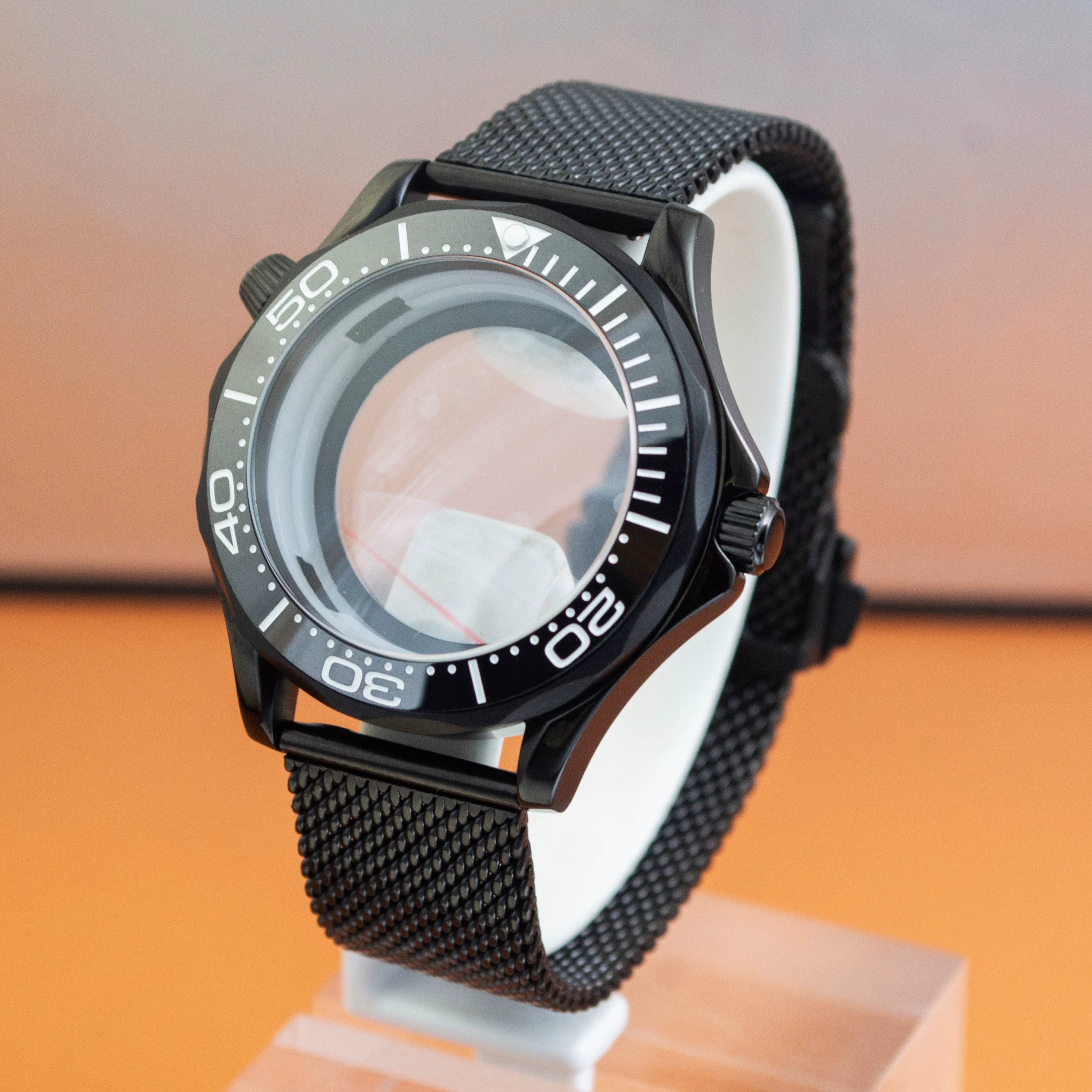 Black Seamaster 300 Case 41mm Sapphire for NH35/NH36 10ATM