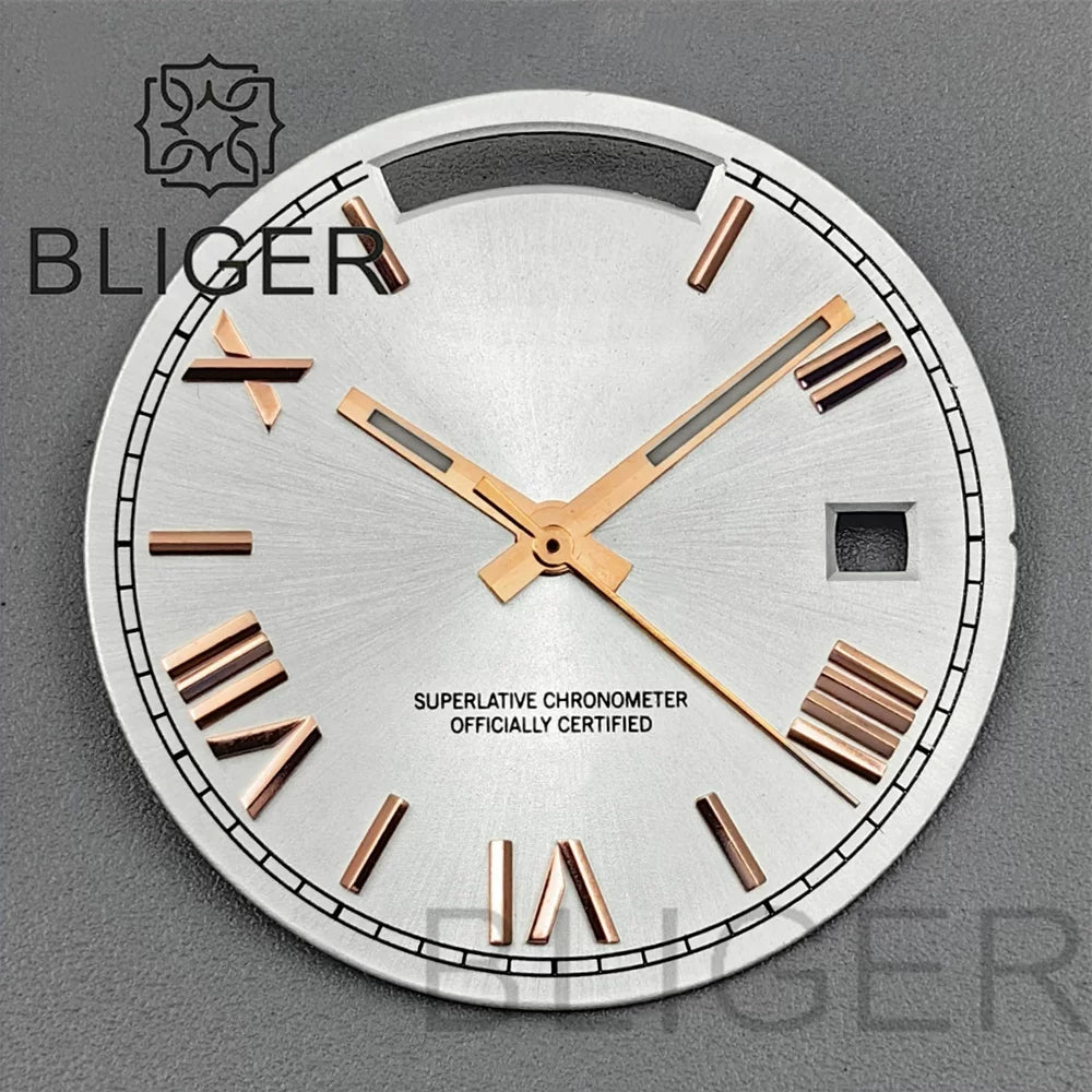 29MM Miyota 8285 dial with hands Roman numeral calendar luminous Green Black Blue White Brown Grey