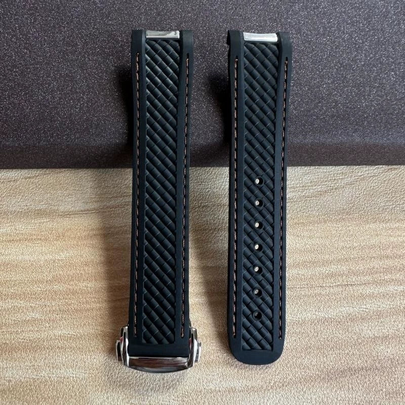 20mm High Quality Rubber Band Seamaster 150/300  Strap AT150 Gold Pin Captain Bumblebee Diver band