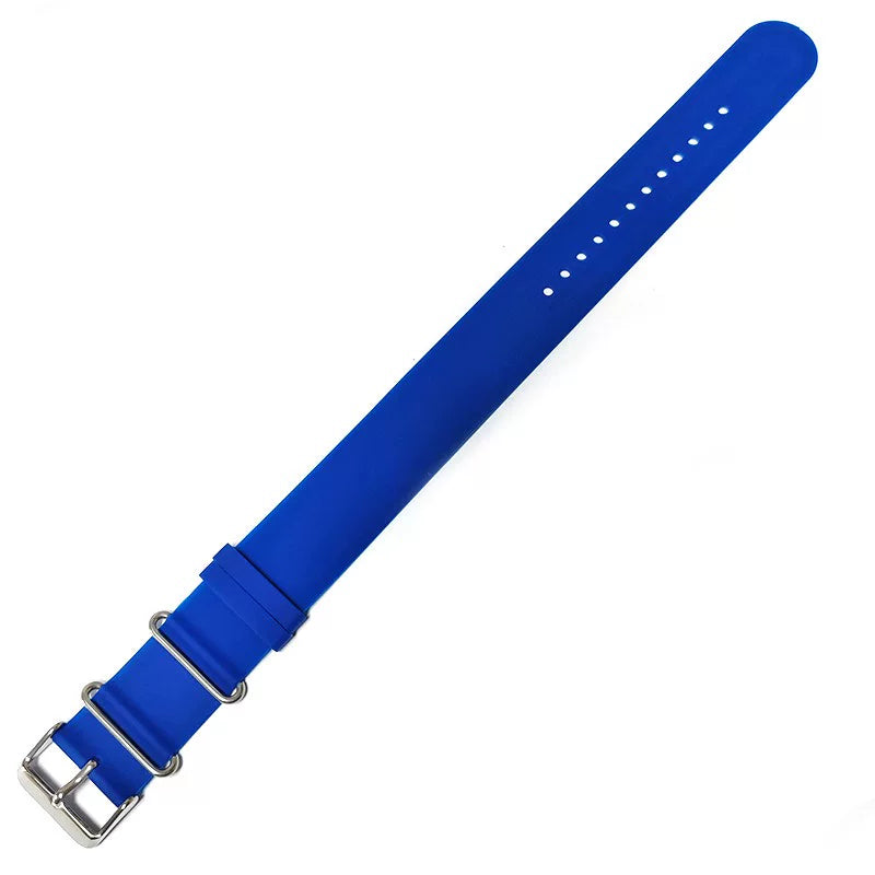 Nato Silicone Strap One piece ZULU  Loop 18/20/22 MM Soft Thin High Tensile Elastic 275mm Rubber band
