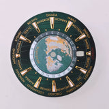 33.5MM sterile watch dial Earth Theme Green luminous dial Date Window at 6 o'clock for Seiko NH35 NH34 movement