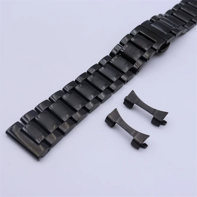 316L Solid Stainless Steel Bracelet Butterfly Buckle Flat End Blue Gold Silver Black Rose Gold+ Curved End link