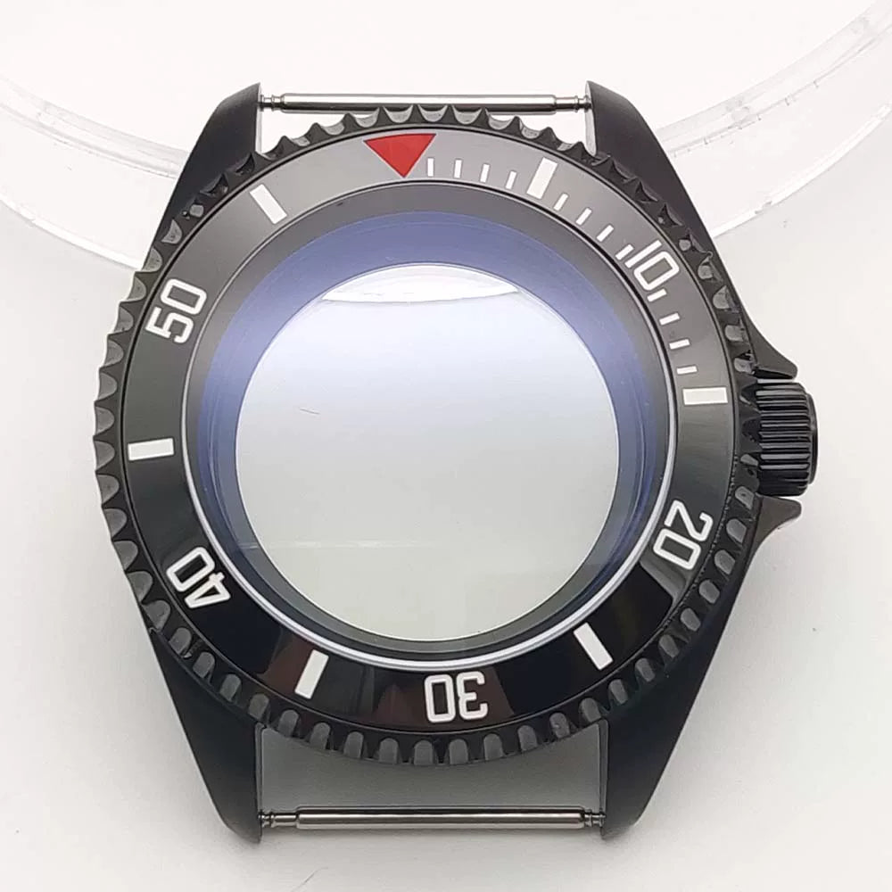 42MM Pvd Black Submariner Watch case Diver Mod Accessary Double Domed sapphire for NH35 34 36 38 etc 10Bar