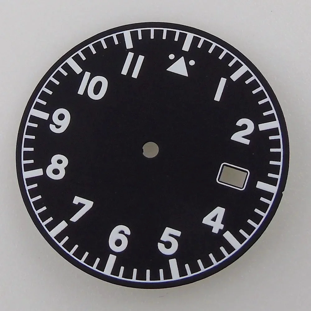 33.5MM Sterile Pilot Dial for TMI NH35 Green luminous Date Window Green BLue Black Vintage Style