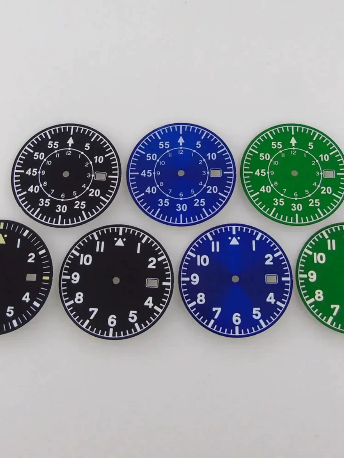 33.5MM Sterile Pilot Dial for TMI NH35 Green luminous Date Window Green BLue Black Vintage Style
