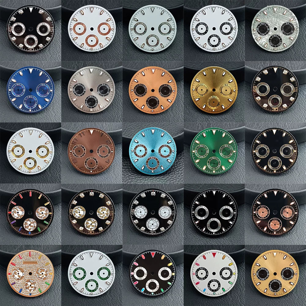 29Mm VK63 Dial luminous suitable for multi-function quartz movement Chronograph and supports customized logo.