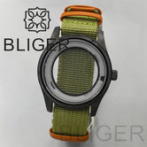 42MM Silver / black Pilot case  retro strap with 34.3mm dial pin for NH35 NH36 watch accessories