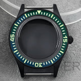 40mm PVD black Fifty Fathom Watch Case matte sandblasted Ceramic Bezel NH35 34 36 38 etc PT5000 ETA 2824 Miyota8215 movement 10Bar Sapphire