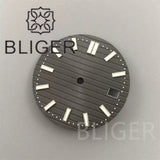29.5MM Nautilus Dial for Seiko NH35 green luminous double bar 12 hour marker