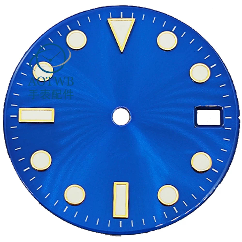 28.5MM Submariner Dial sunburst Blue luminous NH35 NH34 ETA2824 PT5000 Miyota8215 ST2130