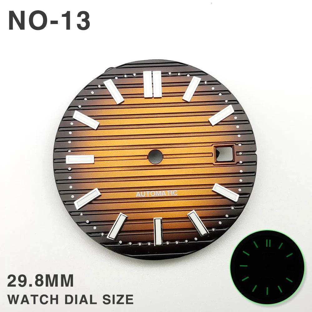 29.8MM Nautilus Dial for Miyota 8215 ETA 2836 2813 green luminous watch part