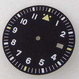 33.5MM Sterile Pilot Dial for TMI NH35 Green luminous Date Window Green BLue Black Vintage Style