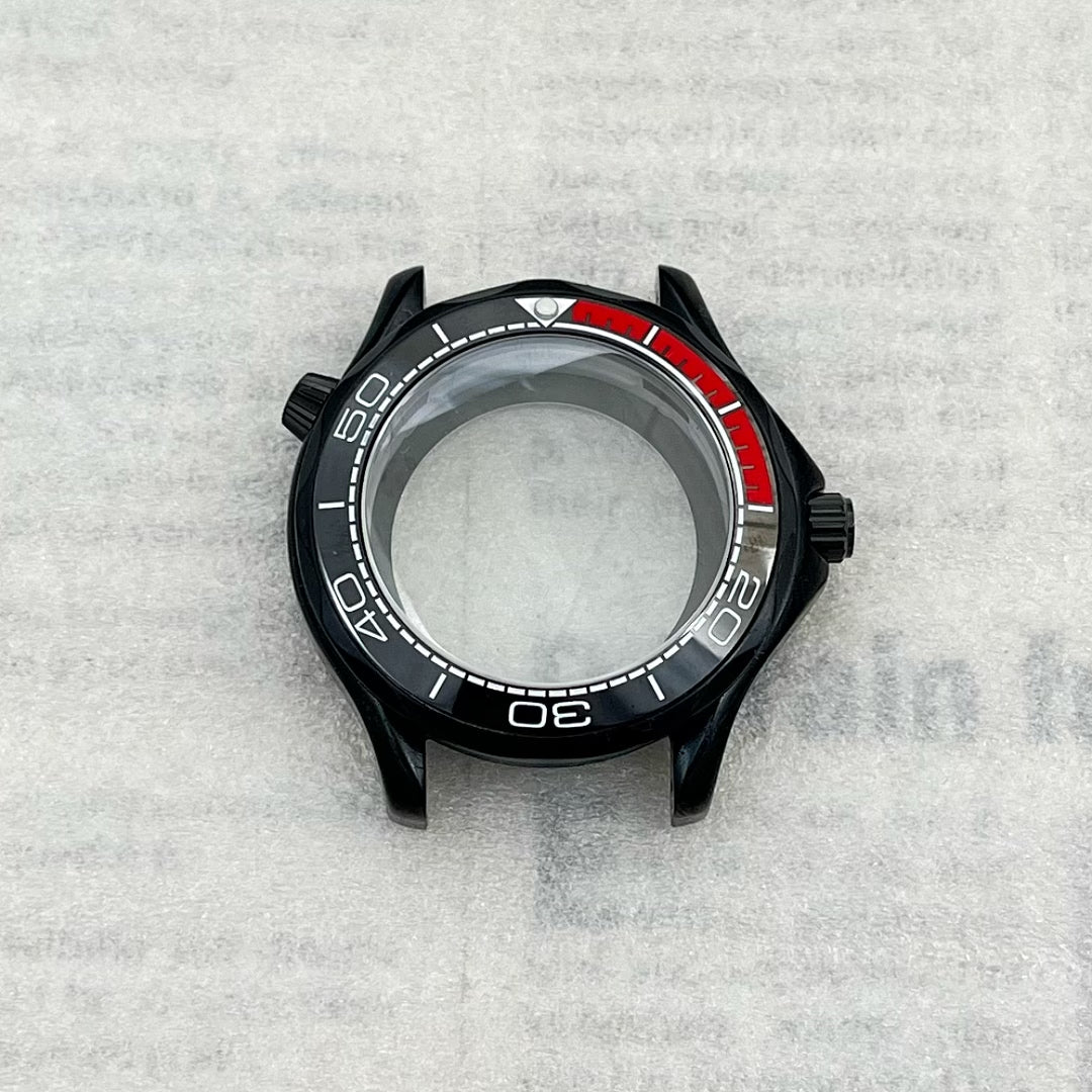 Pvd Black Seamaster 300 watch case 41mm stainless steel Sapphire glass for nh35 34 36 38 movement case