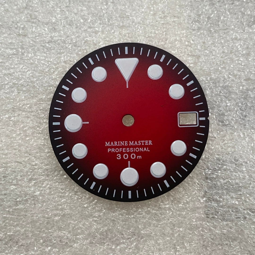 28.5MM SKX007 dial Marine Master round nail green luminous surface suitable for NH35 movement