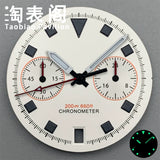 30Mm quartz vk64 dial multi-function chronograph dial snowflake hands 6 o'clock calendar green lume