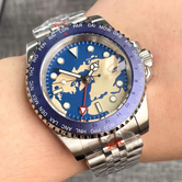 40MM GMT Watch Earth Theme TMI NH34A two time zones Sapphire 20ATM Professional Bezel Insert TD240A
