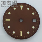 Modified 28.5mm brown GMT dial Sub Style green luminous light for NH34 Nh 35 movement,
