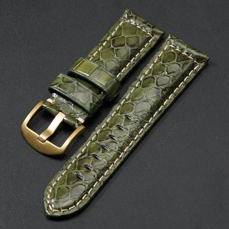 Handmade Snake Leather Strap Skin 20mm 22 24 26MM Textured Genuine Leather band