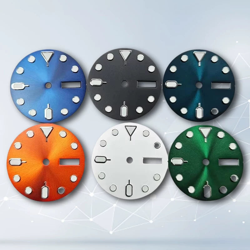 28.5MM NH36 Dial green luminous Day Date Window For 3.3.8.4.2 Crown Skx007 Style