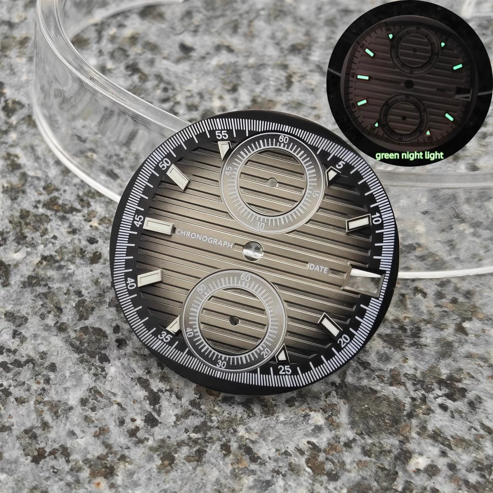 30mm VK61 Dial Chronograph Multifunctional Surface Nautilus Modified Green Luminous Watch Accessories