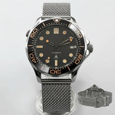 41Mm Men's Diving Watch Seamaster Sapphire 10ATM NH35A MIYOTA 8215 PT5000 Movement Mesh Green Lume Dual Crown