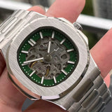 41Mm Skeleton Nautilus watch Mod NH70 movement sapphire glass 5ATM green luminous Glass back