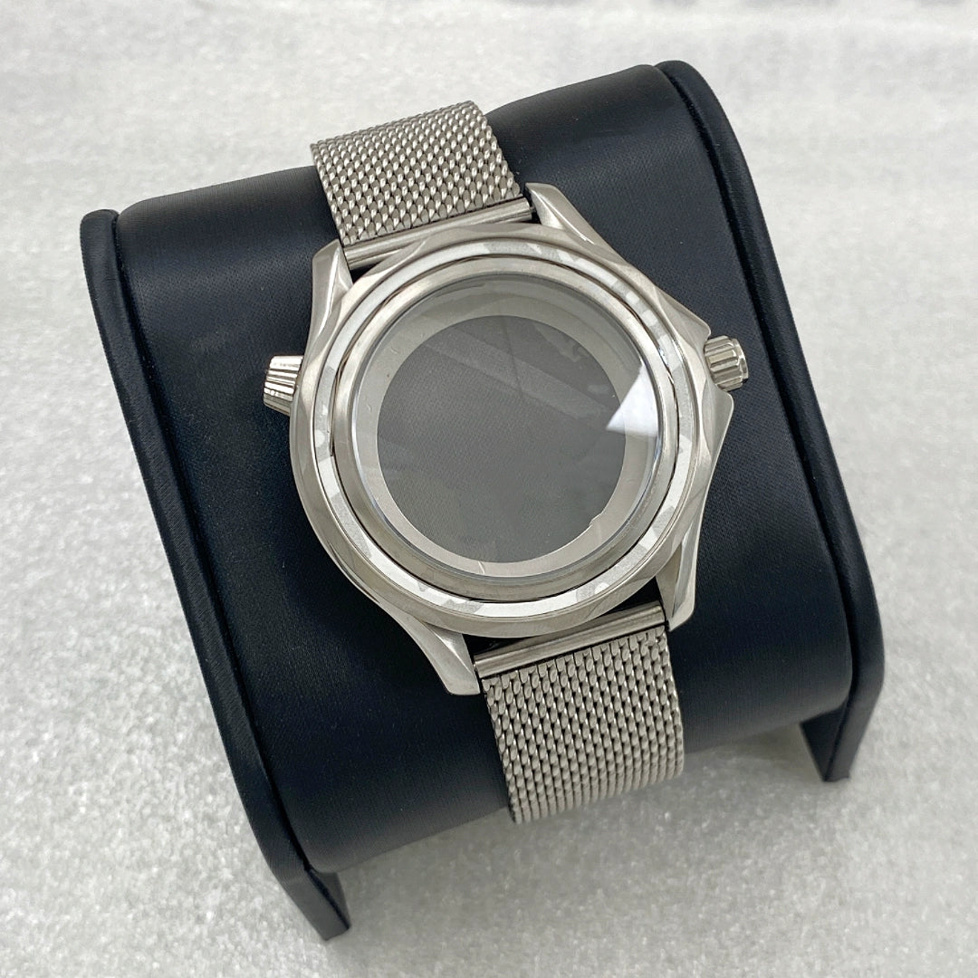 41Mm modified Seamaster 300 case mesh belt sapphire glass suitable for nh35 movement stainless steel case