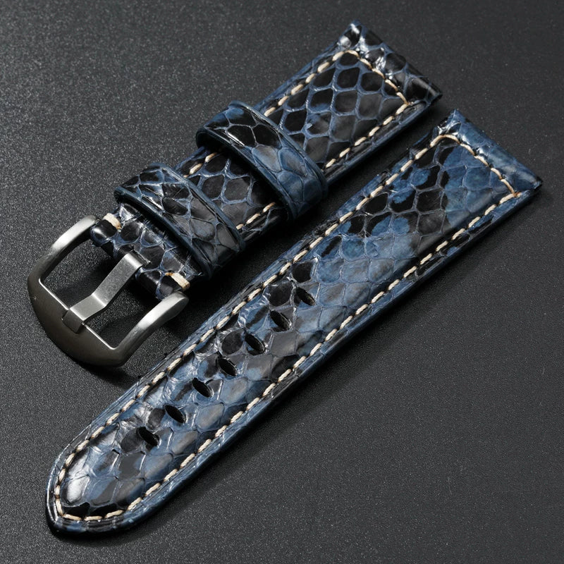 Handmade Snake Leather Strap Skin 20mm 22 24 26MM Textured Genuine Leather band