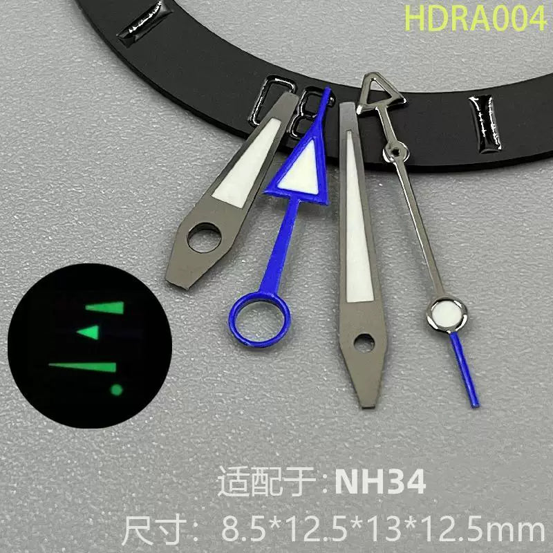 NH34 GMT Hands For TMI NH34 movement four-pin green luminous