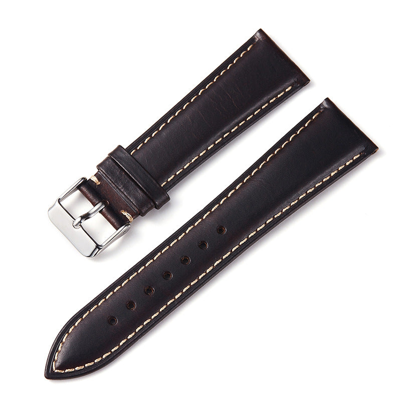 High Quality Vintage Oil Wax Leather Watch Strap Cowhide Watchband 18mm 19mm 20mm 21mm 22mm